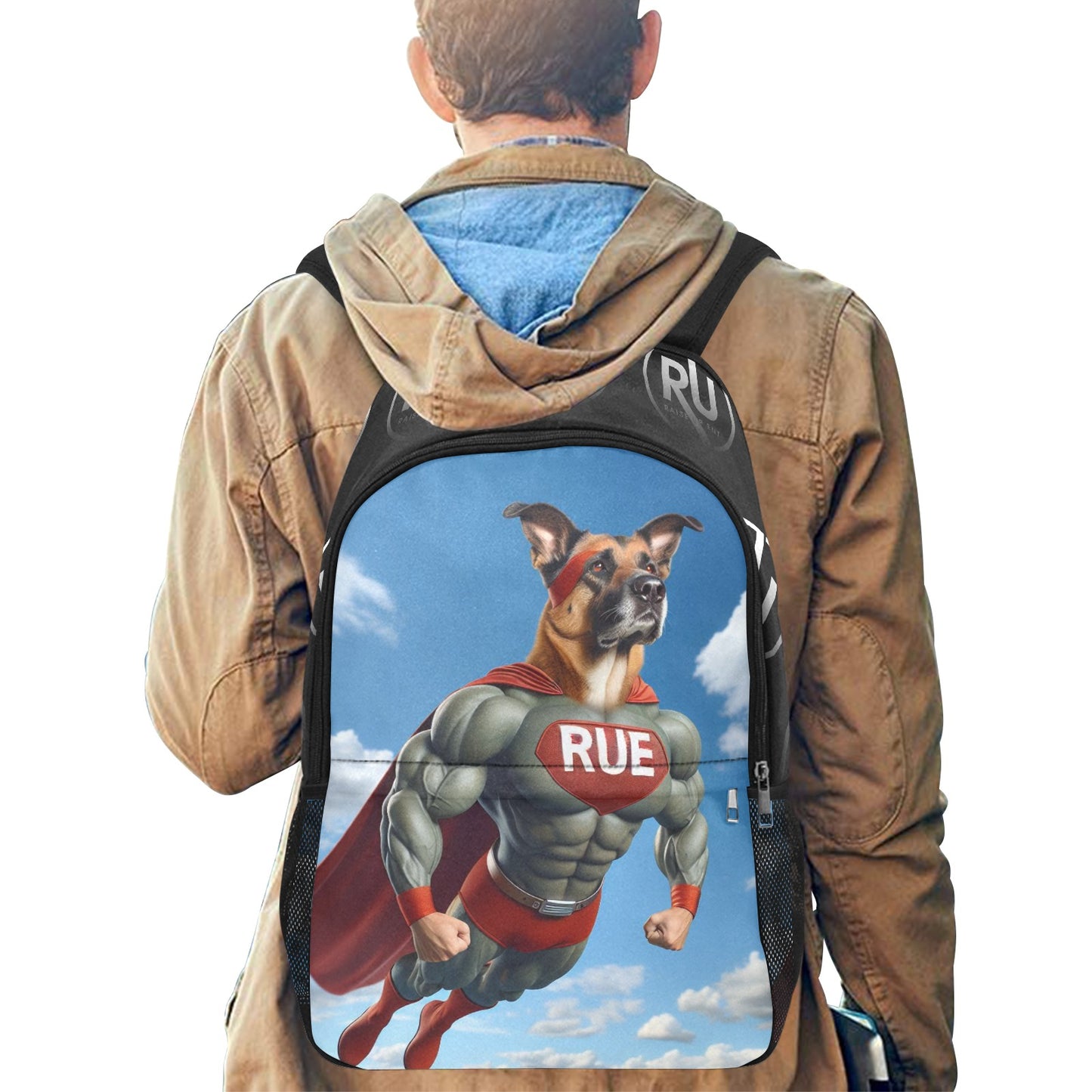 Fabric Backpack with Side Mesh Pockets (1659)