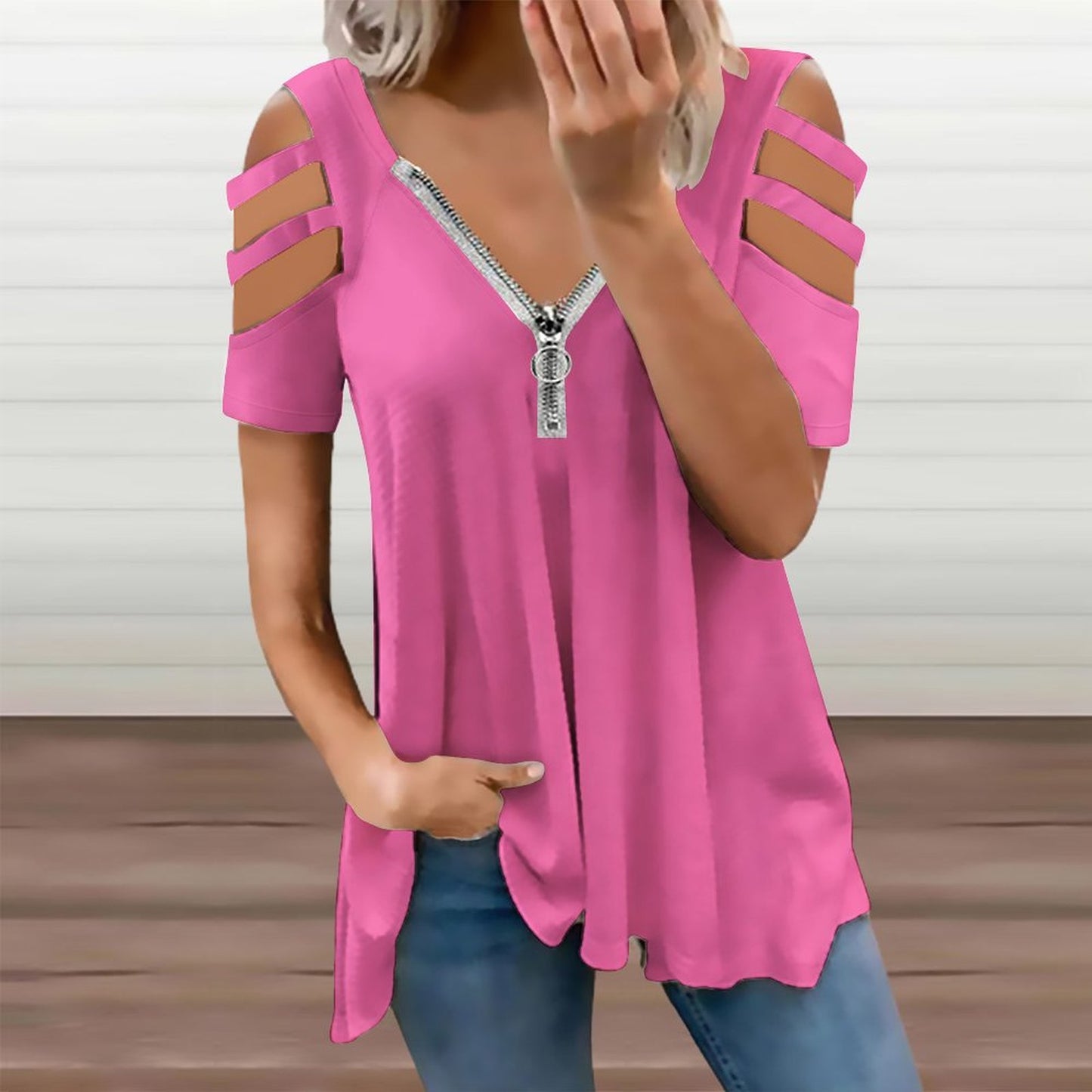 Pink Zipper T-Shirts BE